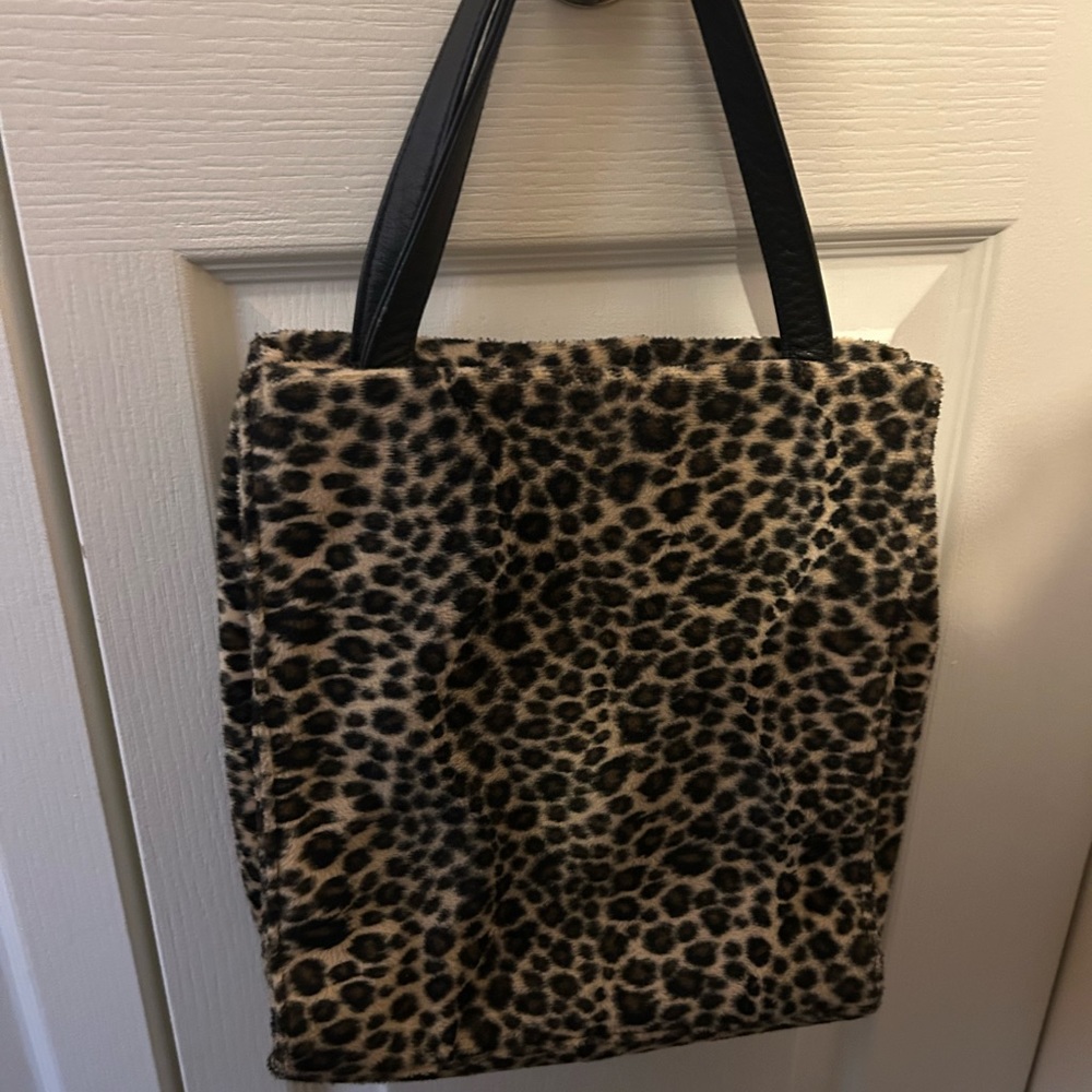 holt renfrew vintage fuzzy cheetah leopard print bag